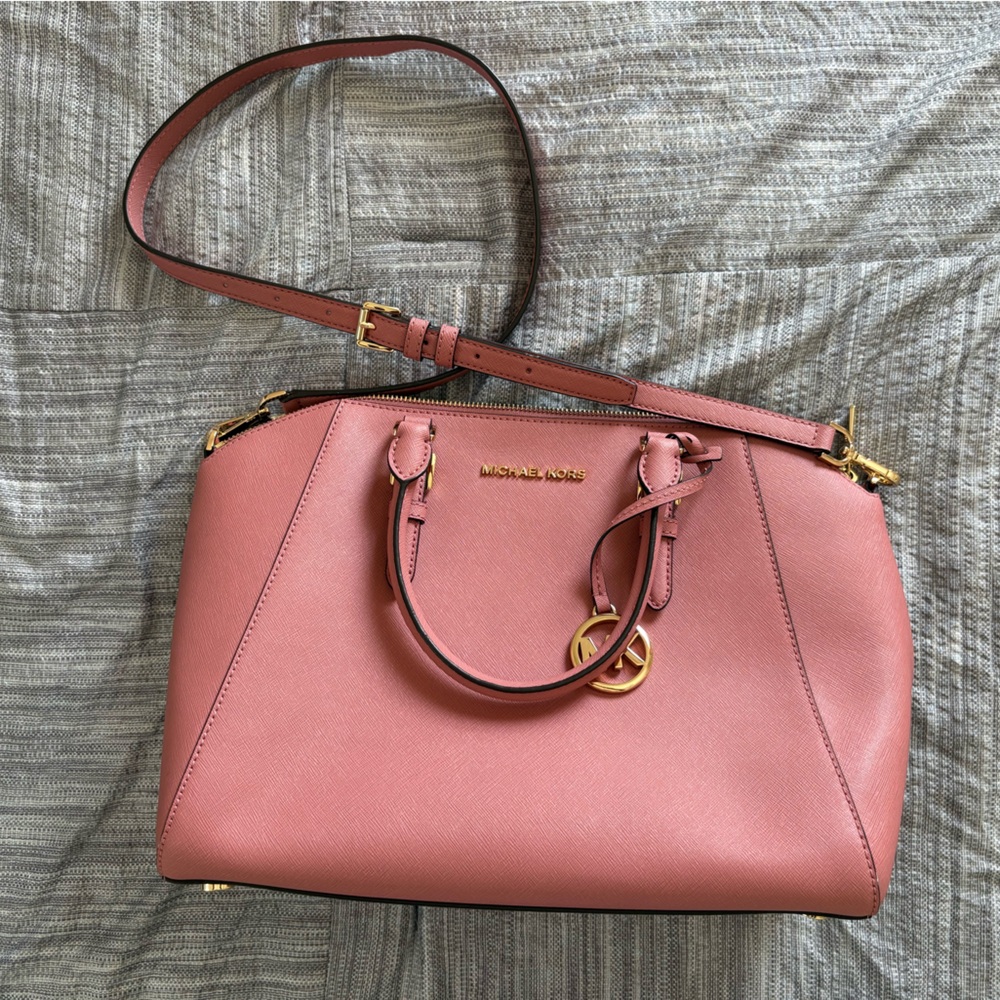 Michael Kors Pink Satchel with Gold Accents